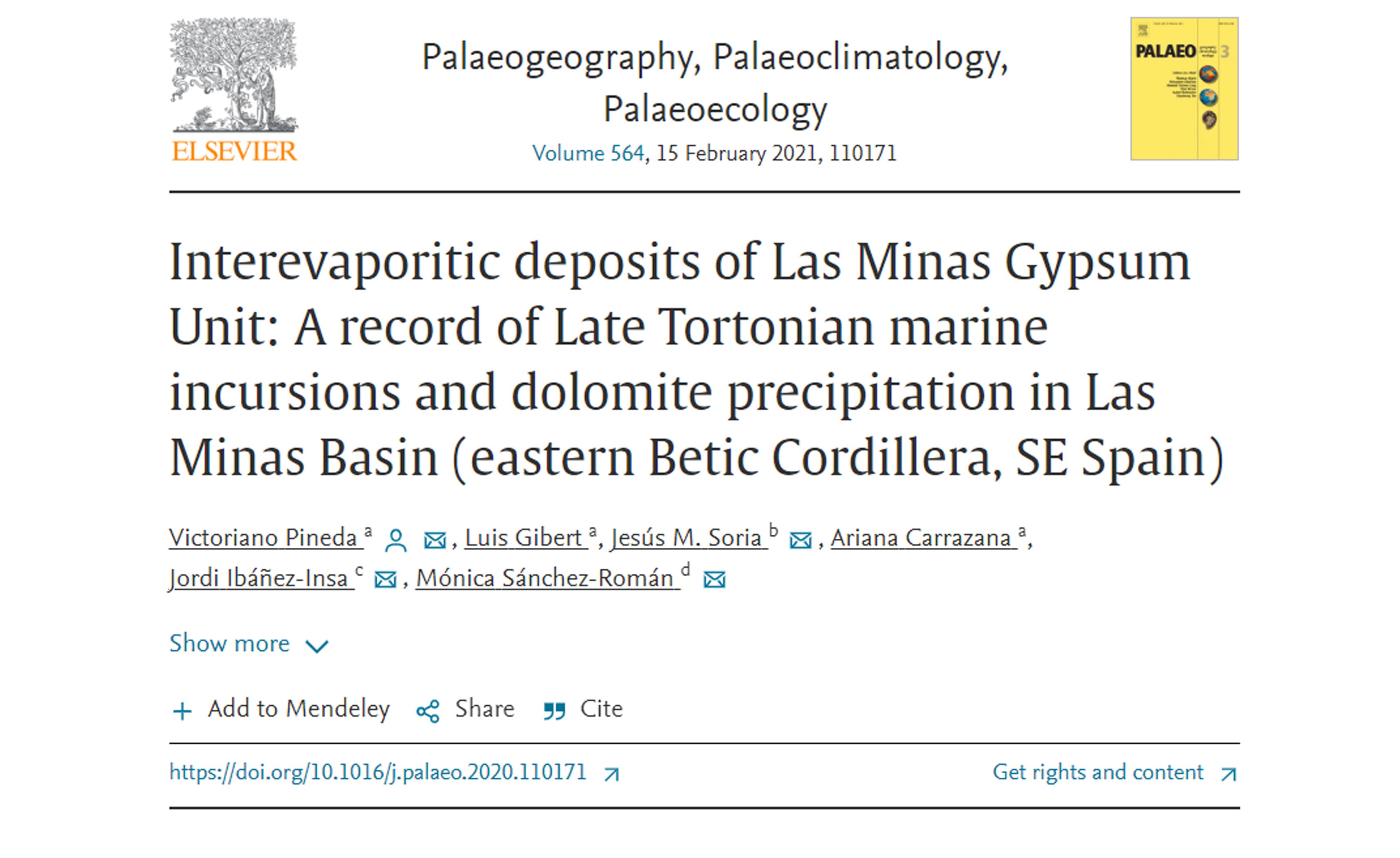 Interevaporitic deposits of Las Minas Gypsum Unit: A record of Late Tortonian marine incursions and dolomite precipitation in Las Minas Basin (eastern Betic Cordillera, SE Spain)