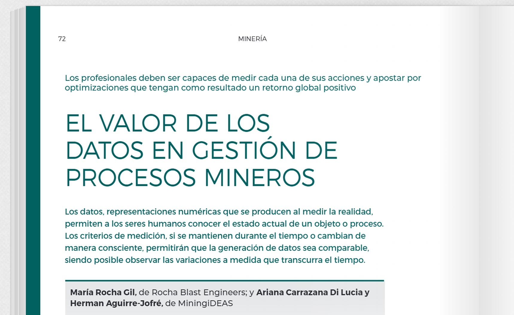 El valor de los datos en gestión de procesos mineros. MiningiDEAS